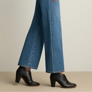 AERIN Black Leather Carden Pointed Toe Slide Mule Ankle Booties